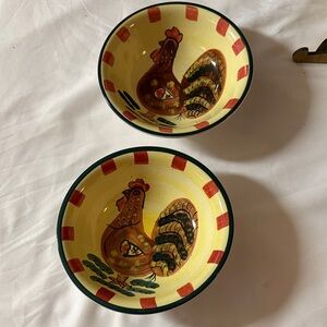 Set of 2 Style Eyes Baum Bros Red Check Rooster Bowls